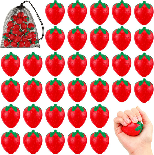 Geosar 50 Pcs 2 Inch Strawberry Stress Balls Mini Foam Strawberry Stretchy