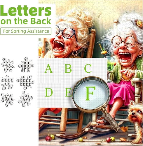 500 (23x15 Inches) Piece Jigsaw Puzzle for Adults Seniors Joyful Moments Heartwarming Porch Scene Laughing Friends