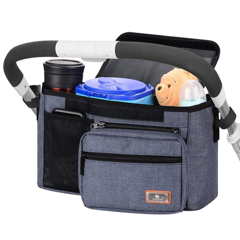 Homlynn Universal Stroller Organizer, Stroller Large Storage Bag with Cup Holders & Shoulder Straps & Detachable