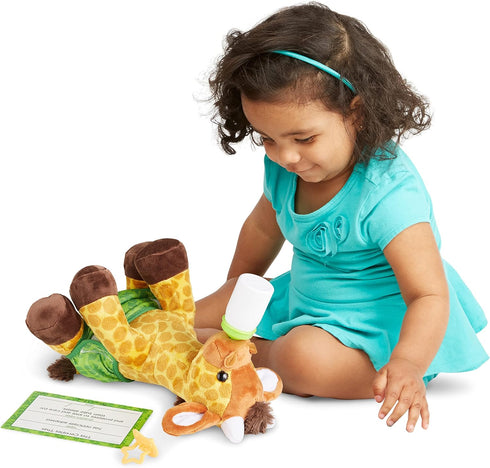 Melissa & Doug 11-Inch Baby Giraffe Plush Stuffed Animal - Includes Pacifier, Diaper, and Baby Bottle