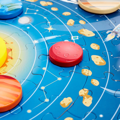 Hape Solar System Puzzle with Glowing LED Sun for Kids