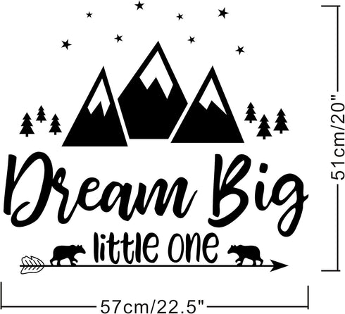 Dream Big Little One Quote Wall Decals for Nursery, Woodland Vinyl Stickers for Children Baby Kids Bedroom Y07