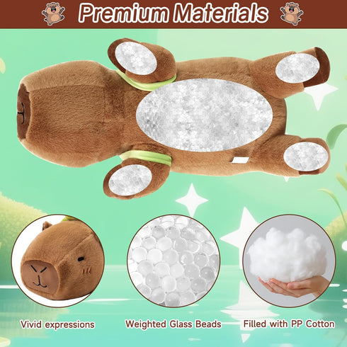 Backpack, 9.8 Inch, 0.8 Lb SQEQE Weighted Stuffed Animals Capybara Plush, Weighted Capybara Stuffed Animals with Turtle