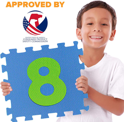 pete's choice 0 9 10 Safe Non Toxic Numbers Mat - Thick & Soft to Flooring Mat, Tiles | Early Math Learning | Kids