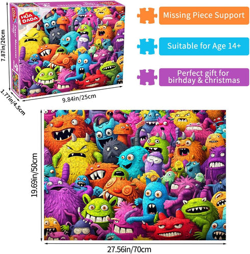 Jigsaw Puzzles for Adults, 1000 Piece Crazy Colorful Monsters Puzzle