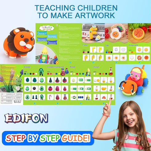 Air Dry Clay Kit, EDIFON Ultra Light Magic Modeling Clay with Tools, Safe and Non-Toxic, Ideal Gift for Kids (48 Colors)