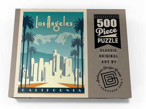 MyPuzzle Los Angeles Skyline, Vintage Poster - Premium 500 Piece Jigsaw Puzzle for Adults