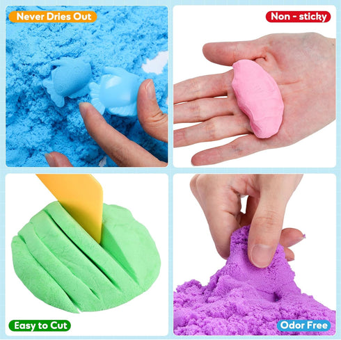 17.6lbs Packaging 8-Color FURWEY Play Sand,Mixed of Sensory Sand,Suitable for Children to Shaping, Squeezing