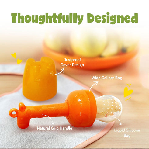 Giraffe Baby Fruit Pacifier Feeder 2 Pack - Perfect for Introducing Solid Foods 6-12 Months - Ashtonbee