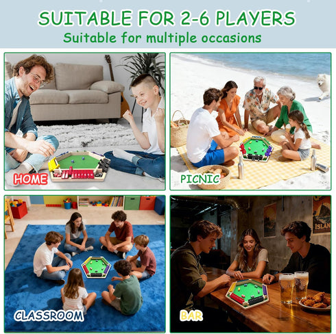 HENNAED 6-Player 1-10 Shut The Box Game Wooden Close The Box Math Game with Dice, Educational Family Board Game