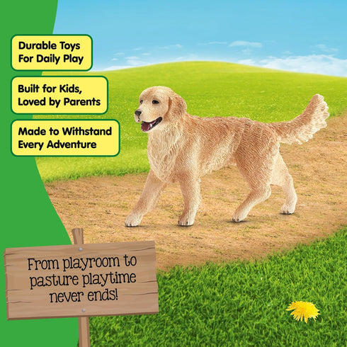3 3+ 16395 schleich Farm World - Female Golden Retriever Figurine - Realistic Barnyard Dog Figure for Screen-Free Play