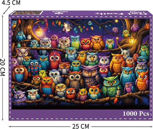 1000 Owl Family Puzzles for Adults Pieces, Letters on Back, Impossible Hard Difficult Challenging, Precise Interlocking