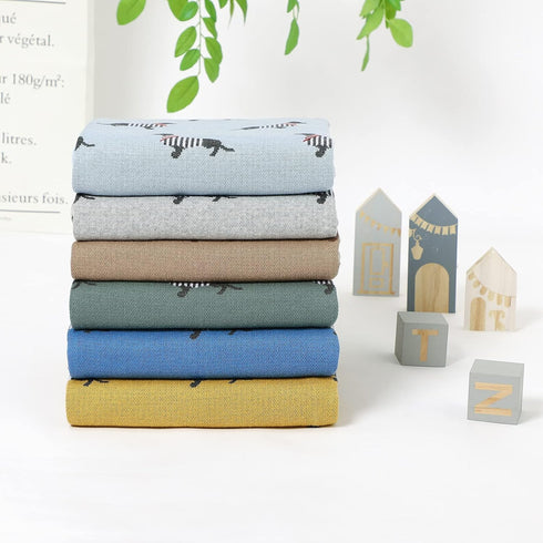 100% 30x40 inches Opewod Baby Blanket Knitted Cotton Soft Blankets for Newborn Boy Girls Cute Dog Dachshund Jean Blue