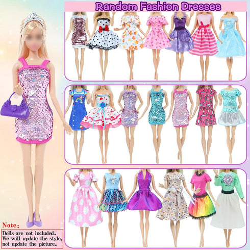 65 Pcs Doll Clothes and Accessories Set, 5 Fashion Dresses, 3 Wedding Gowns, 20 Shoes for 11.5 Inch Girl Dolls