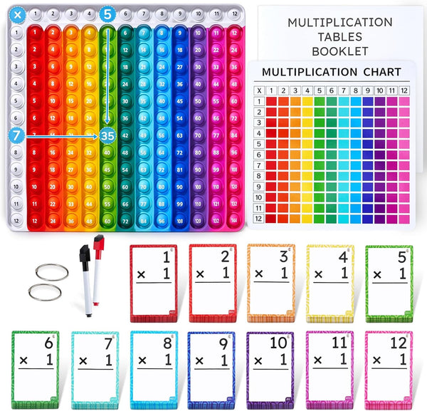 JoyCat Multiplication Flash Cards + Chart- 156 Hole Punched Math Game Flashcards