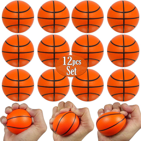 Mini Basketball Stress Balls 12 Pcs Pack - 2.5” Inch Mini Basketballs for Kids, Party Favors