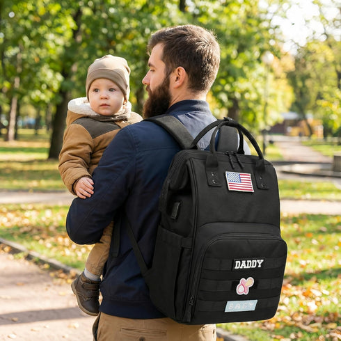Backpack Backpack Daddy/Mommy Diaper Bag for Dad and Mom with USB Charging Port Stroller Straps and Insulated