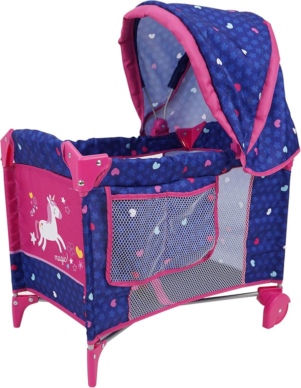 509 Crew Unicorn Doll Sleep n Care Play Yard for Kids Pretend Play, Folds for Travel & Storage