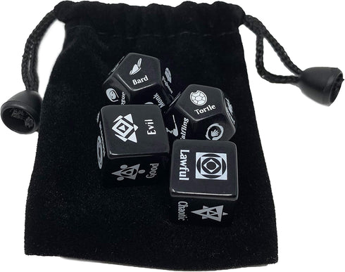 Citadel Black Character Randomizer Dice Set for Dungeons and Dragons 5th Edition, Randomize Class, Race, & Alignment