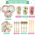 121 Set 9 oz 3 Pcs Floral Tea Party Dinnerware Include Paper Cups and Saucers, Napkins, Tier Cake Stand, Serving