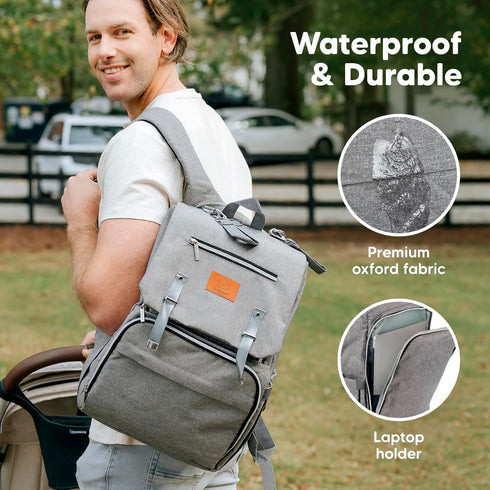 Backpack Backpack KeaBabies Baby Diaper Bag with Changing Pad - Waterproof Baby Bag for Mom and Dad, Insulated Bottle