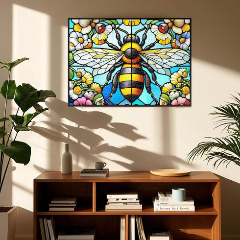 1000 1000 1000 27.5"x19.7" Sutinban Stained Glass Bee Puzzle Pieces, Piece Puzzle for Adults, Challenging Game Home