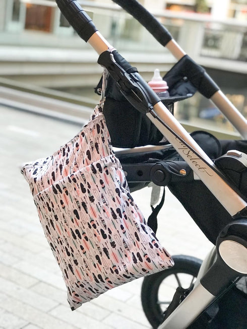 ALVABABY 3pcs Baby Cloth Diaper Wet Dry Bags Waterproof Reusable with Two Pockets for Travel, Beach, Pool, Daycare,