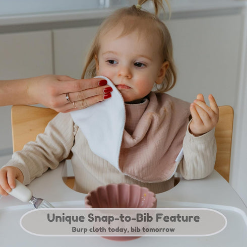 2-in-1 3-Layer, 26x12, (Pack 2, Burp Cloth to Bib, Water-Resistant XL Cotton Muslin Soft & Absorbent of Clay