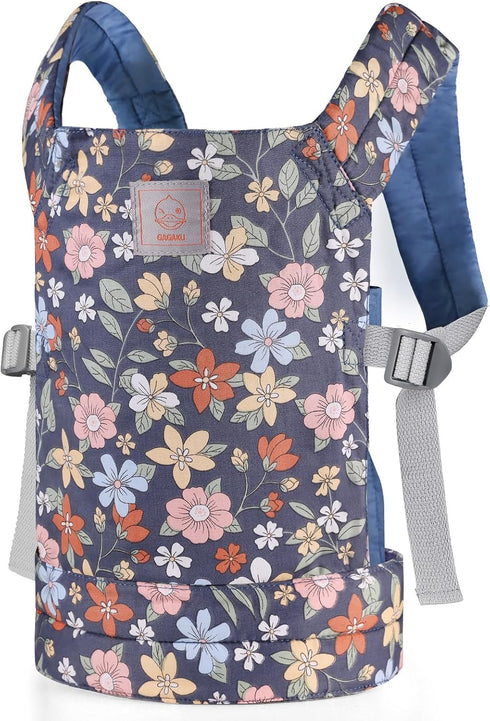 GAGAKU Kids Baby Carrier for Dolls, American Girl Bitty Realistic Baby Dolls Stuffed Animal Carrier - Blue Flowers