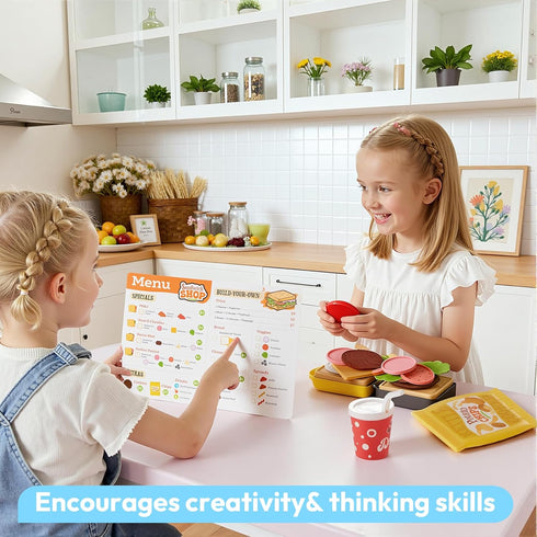 lalalark Set 3 4 5 6 35 Play Food for Year Old Kids, Pcs Kitchen Accessories, Interactive Panini Sandwich Making