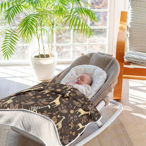 KICPOAY Brown Giraffe Baby Swaddle Blanket for Boys and Girls, Muslin Baby Receiving Swaddle Blanket, Soft Cotton