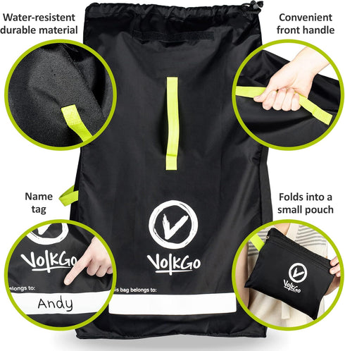 Backpack V VOLKGO Car Seat Travel Bag For Airplane with Padded Shoulder Straps, Gate Check Bag, Car Seat Bags for Air