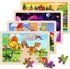 Wooden Puzzles Toys for Kids Ages 3-5 - Set of 4 Packs Dinosaur, Space, Transportation Wood Toddler Puzzles