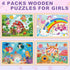 3 4 5 4 Pack 24 Wooden Princess Puzzles for Kids Age Year Old, Pcs Montessori Toddler Jigsaw Puzzles for Girl boy