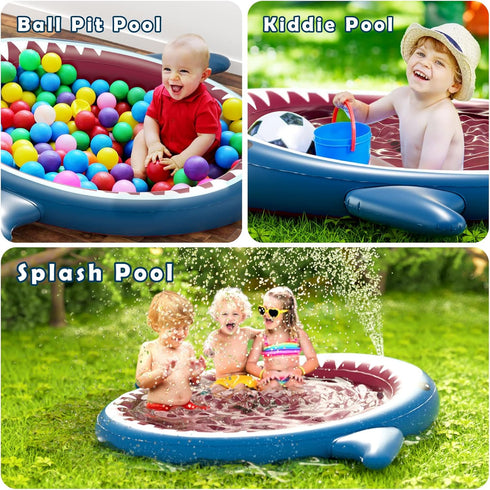 71-Inch 3-in-1 Swimming Summer Jasonwell Inflatable Kiddie Pool Sprinkler: Children Ball Pit Shark Baby Wading Pool
