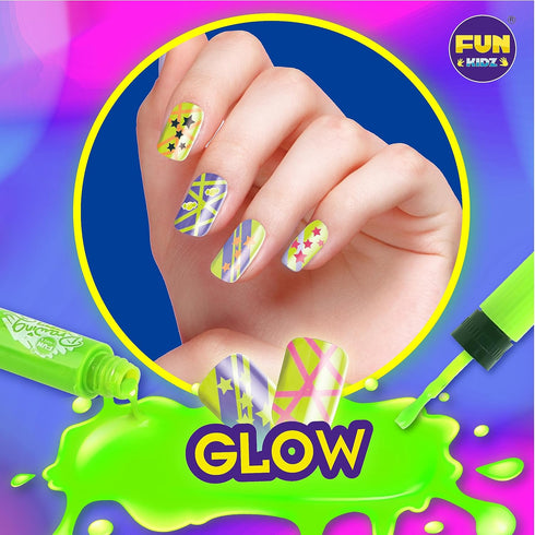 7-12, 315Pcs Pack 17.91Wx12.4L Kids Nail Kit for Girls Ages FunKidz Ultimate Nail Polish Pens Combo Size Glitter