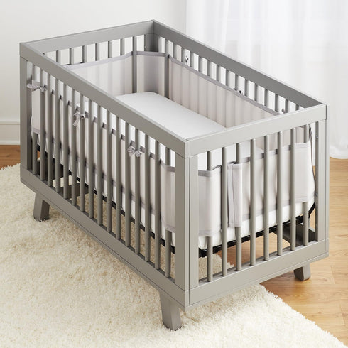 3mm 4FS 3 4 BreathableBaby Breathable Mesh Liner for Full-Size Cribs, Classic Mesh, Gray (Size Covers or Sides)