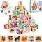 Quokka Montessori Wooden Blocks, 35 Realistic ABC Learning Baby Blocks for Toddlers 1-3, Stacking Alphabet Wood Toys