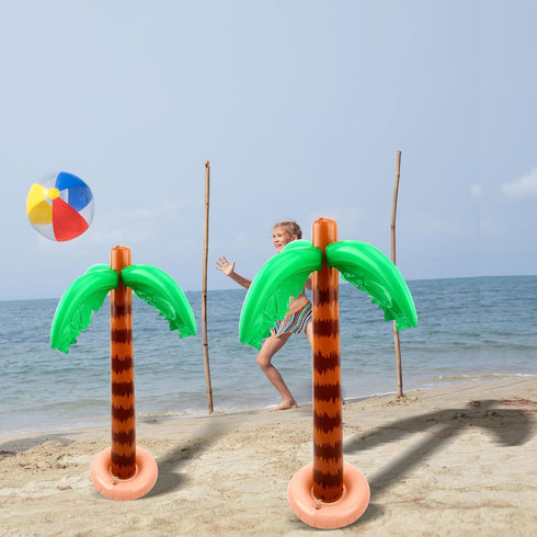 4 Pack 35 Inch Inflatable Palm Tree, Large Beach Backdrop Coconut Trees for Kids Swimming Pool Party Decoration