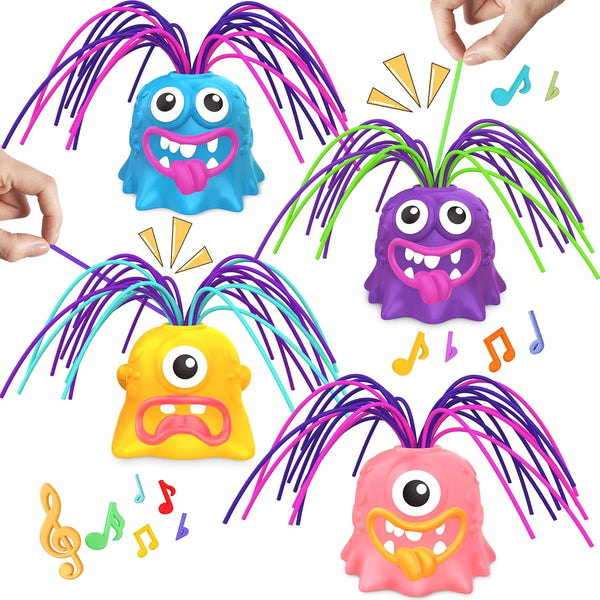 4PCS Fun Hair Pulling Fidget Screaming Monster Toys, Anti-Anxiety Novelty Toys for Kids 3-7+ Boys Girls