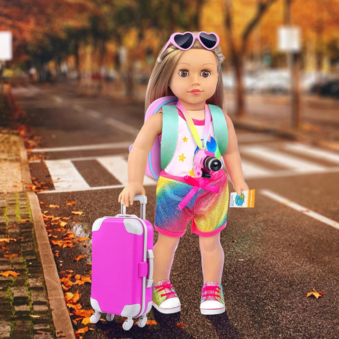 24 18 Inch Set 18 Inch ZITA ELEMENT Pcs Girl Doll Accessories Suitcase Luggage Travel Including Doll Clothes Luggage