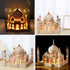 3D Wooden Puzzle for Adults, Taj Mahal Wood Model with LED Light, Self-Assembly Mechanical Building Kit