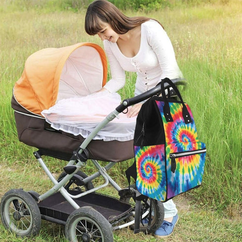 HCBPWVQA Backpack Daypacks Backpack Mommy tie dye rainbow Diaper Bag with Changing Pad and Pacifier Holder