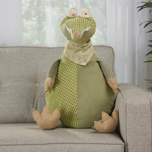 Mina Victory Plush Lines Stuffed Crocodile Toy - Green, 1'10" x 2'2"