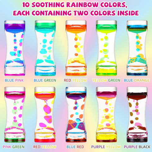 Motionchic 10 Pack Liquid Motion Bubbler Timer for Teens and Adults Calming Fidget Toy Colorful Stress Relief Liquid