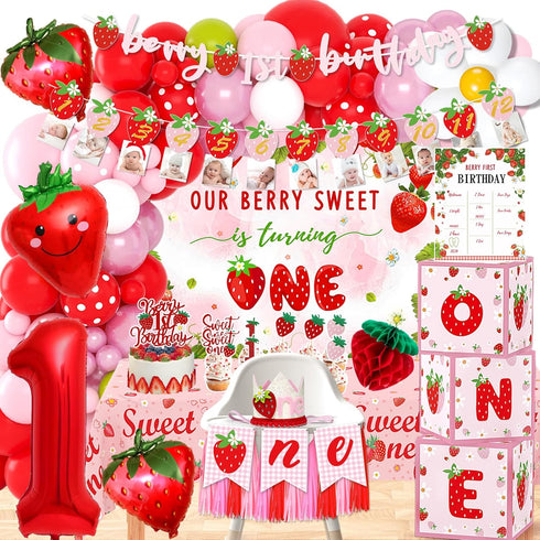 Fantspati Berry First Birthday Decor Strawberry 1st Birthday Decorations for Girls, Sweet One