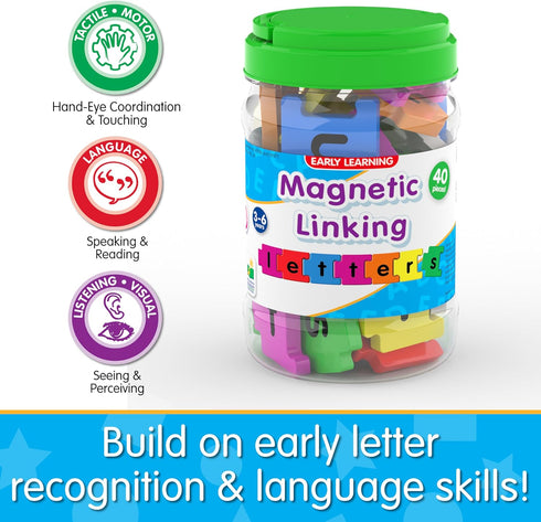 The Learning Journey Magnetic Linking Letters | Set of 40 Colorful ABC Magnets | Lowercase Letters for Toddlers 3+ |