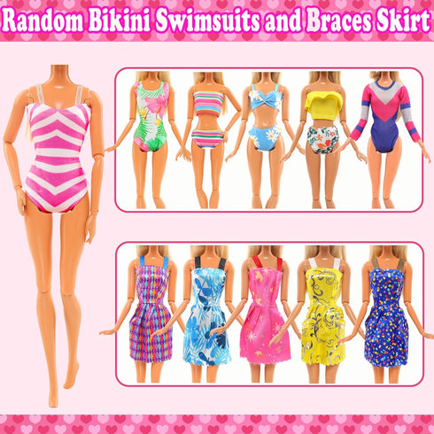 48 PCS Doll Clothes & Accessories - Wedding Gowns, Fashion Dresses, Swimsuits, Shoes for 11.5 inch Doll