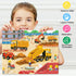 LELEMON 100 Pieces Jigsaw Puzzles - Metal Box for Kids Age 4-8, Construction Site Vehicles Educational Toys