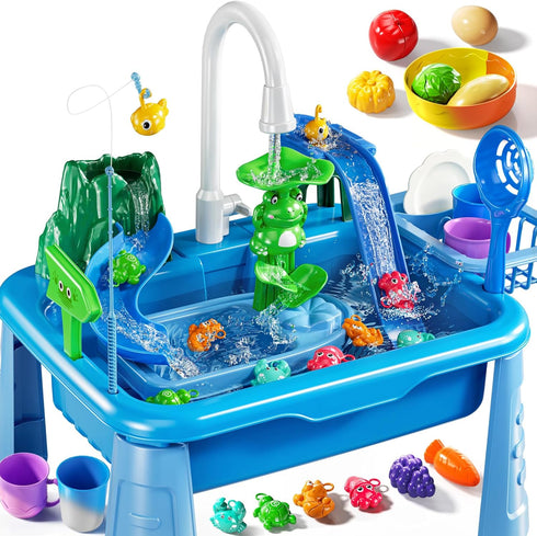 2 3 4 5 6 3-8, Summer JUKUDAHU Water Table Play Sink Toy for Kids Years Old - Outdoor Kitchen with Running Water